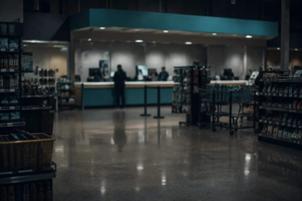 Store service desk observed from a distance