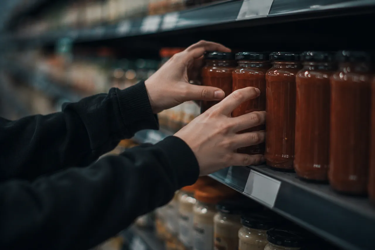 Merchandising recovery work on a shelf